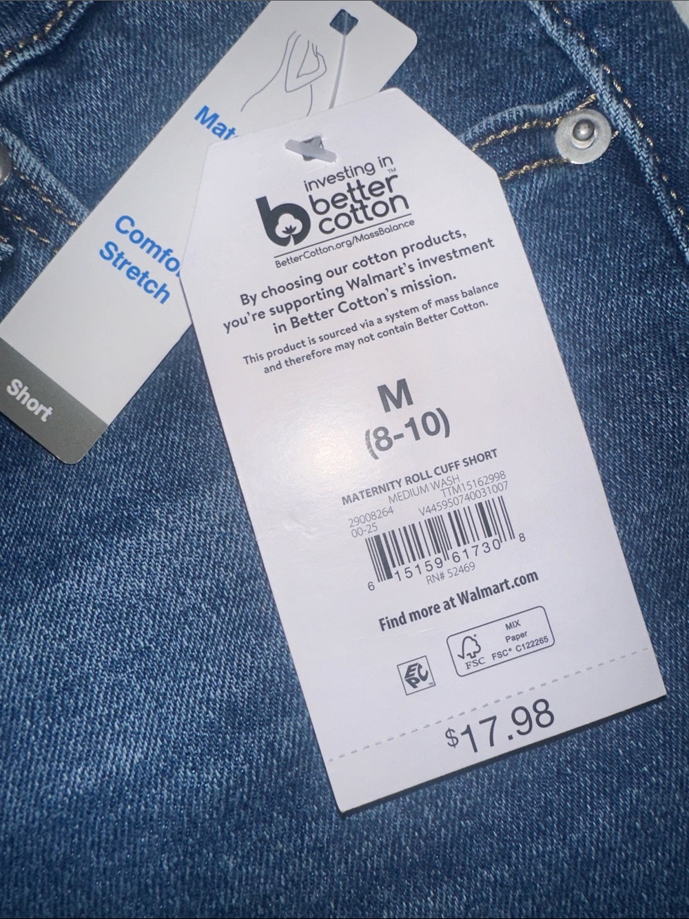 Maternity High-Waist Denim Shorts - Blue/Black - Picture 7 of 7